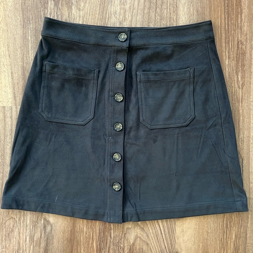 Marine layer black suede skirt